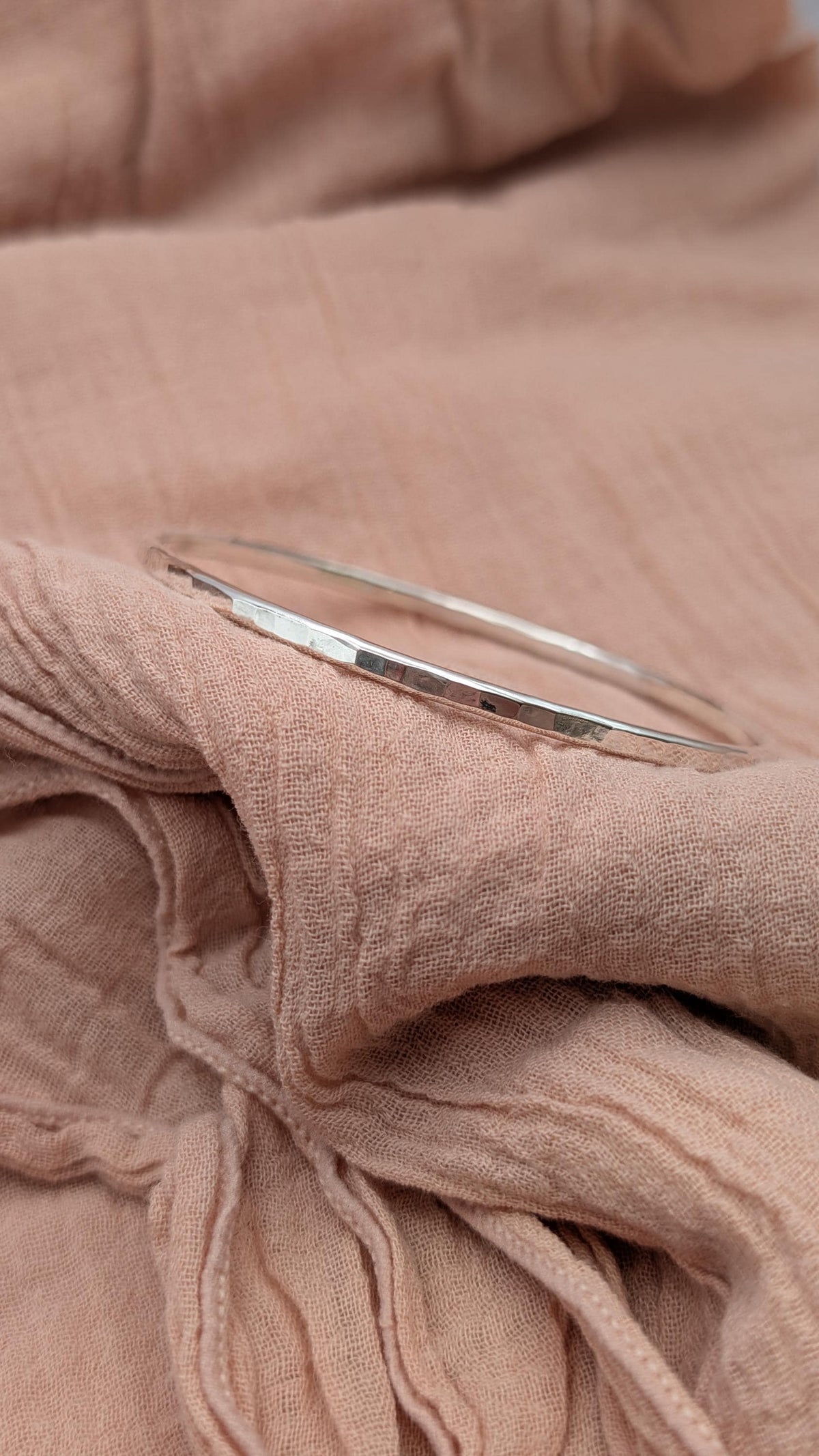 Sterling Silver Hammered Bangle, Fully Hallmarked - solid silver, stacking bangle