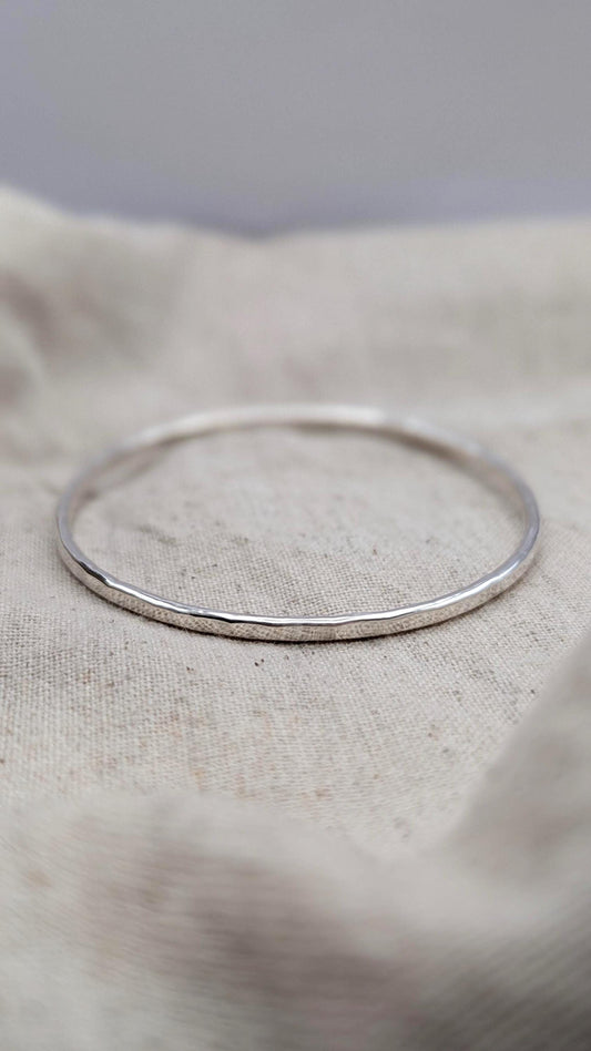 Sterling Silver Hammered Bangle, Fully Hallmarked - solid silver, stacking bangle