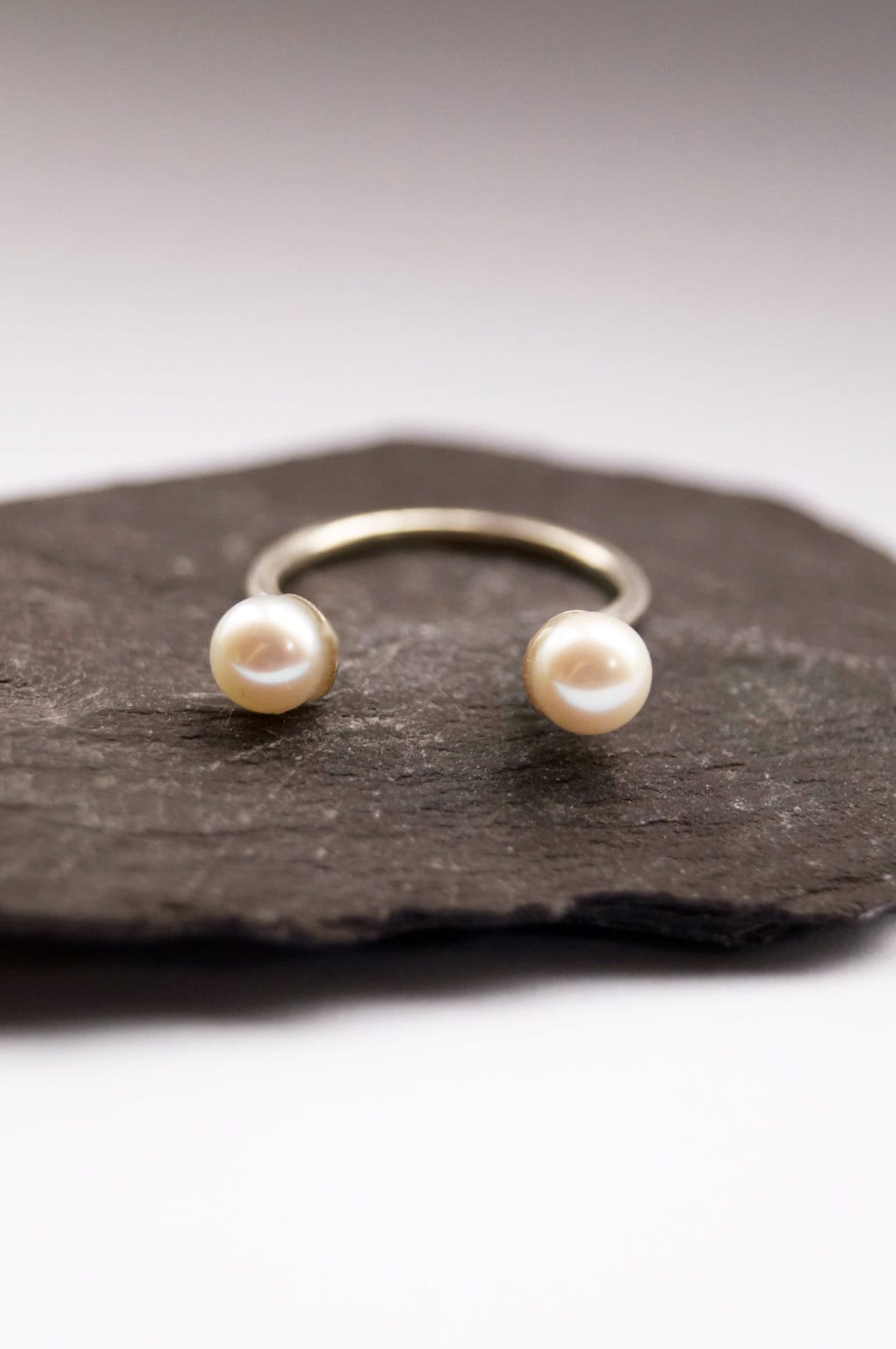 Open Freshwater Pearl Sterling Silver Ring ~ statement ring, stacking ring, pearl, wedding, bridesmaid, adjustable, recycled