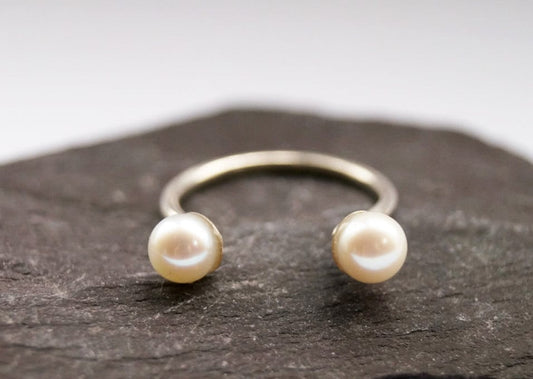 Open Freshwater Pearl Sterling Silver Ring ~ statement ring, stacking ring, pearl, wedding, bridesmaid, adjustable, recycled