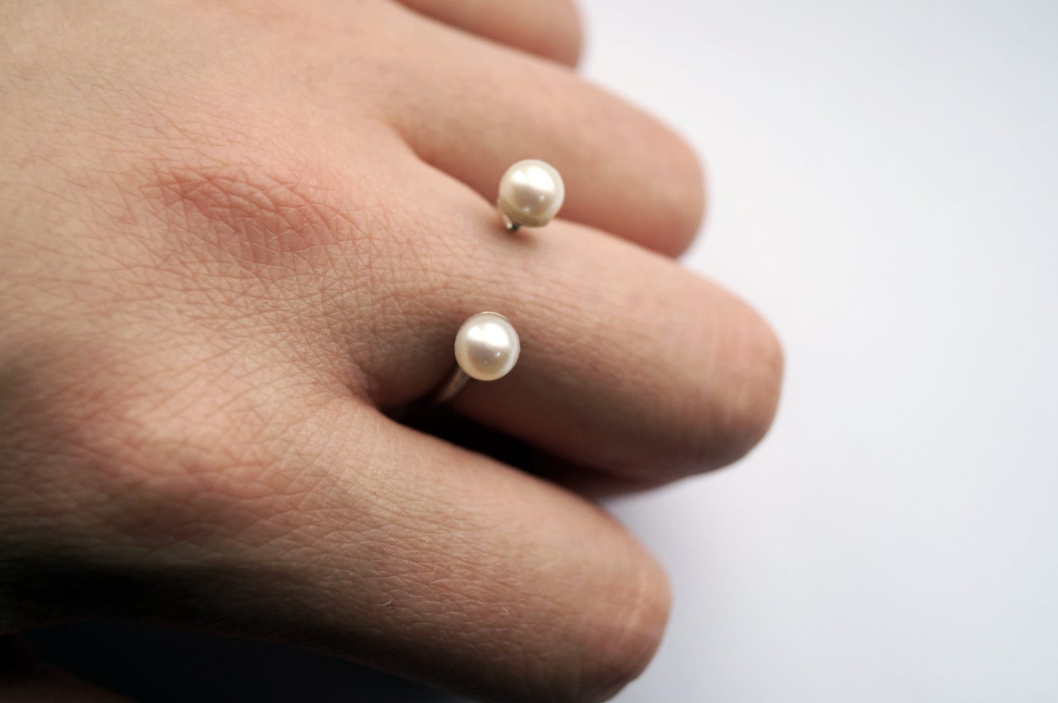 Open Freshwater Pearl Sterling Silver Ring ~ statement ring, stacking ring, pearl, wedding, bridesmaid, adjustable, recycled