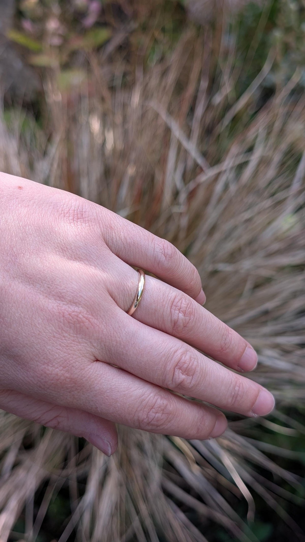 Solid D-Shape Band, 9ct Recycled Gold Ring, Wedding Band