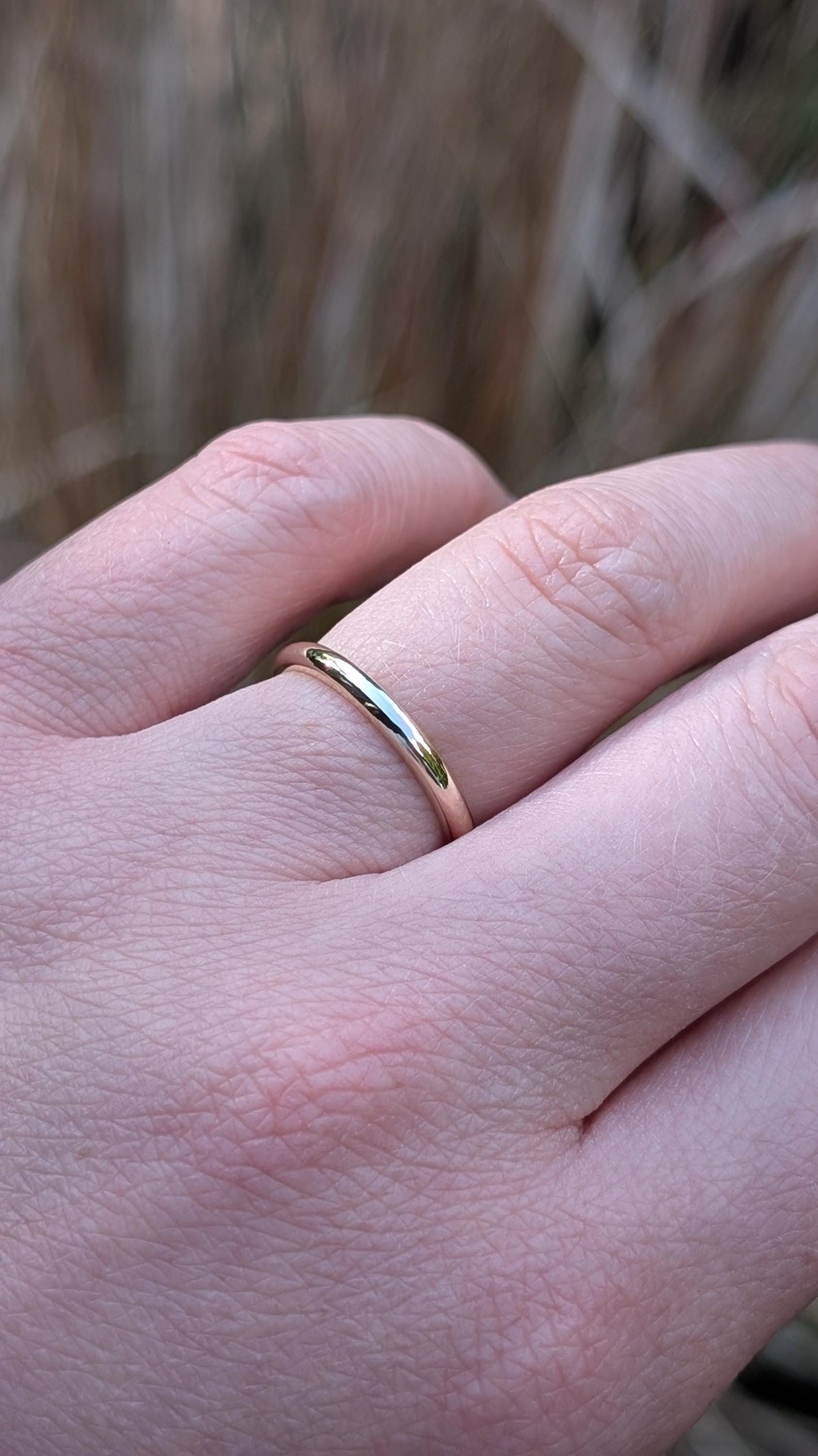 Solid D-Shape Band, 9ct Recycled Gold Ring, Wedding Band