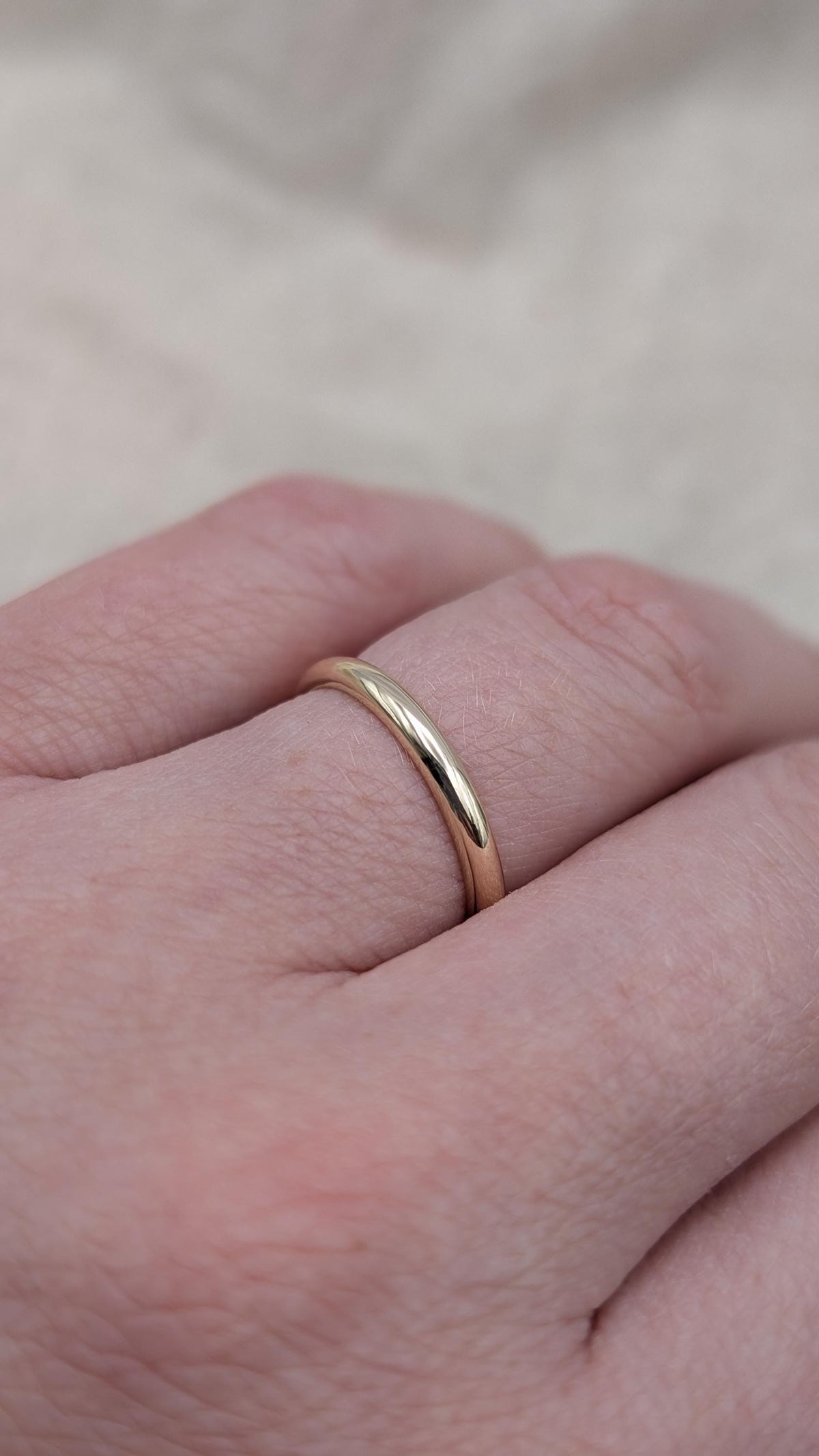 Solid D-Shape Band, 9ct Recycled Gold Ring, Wedding Band