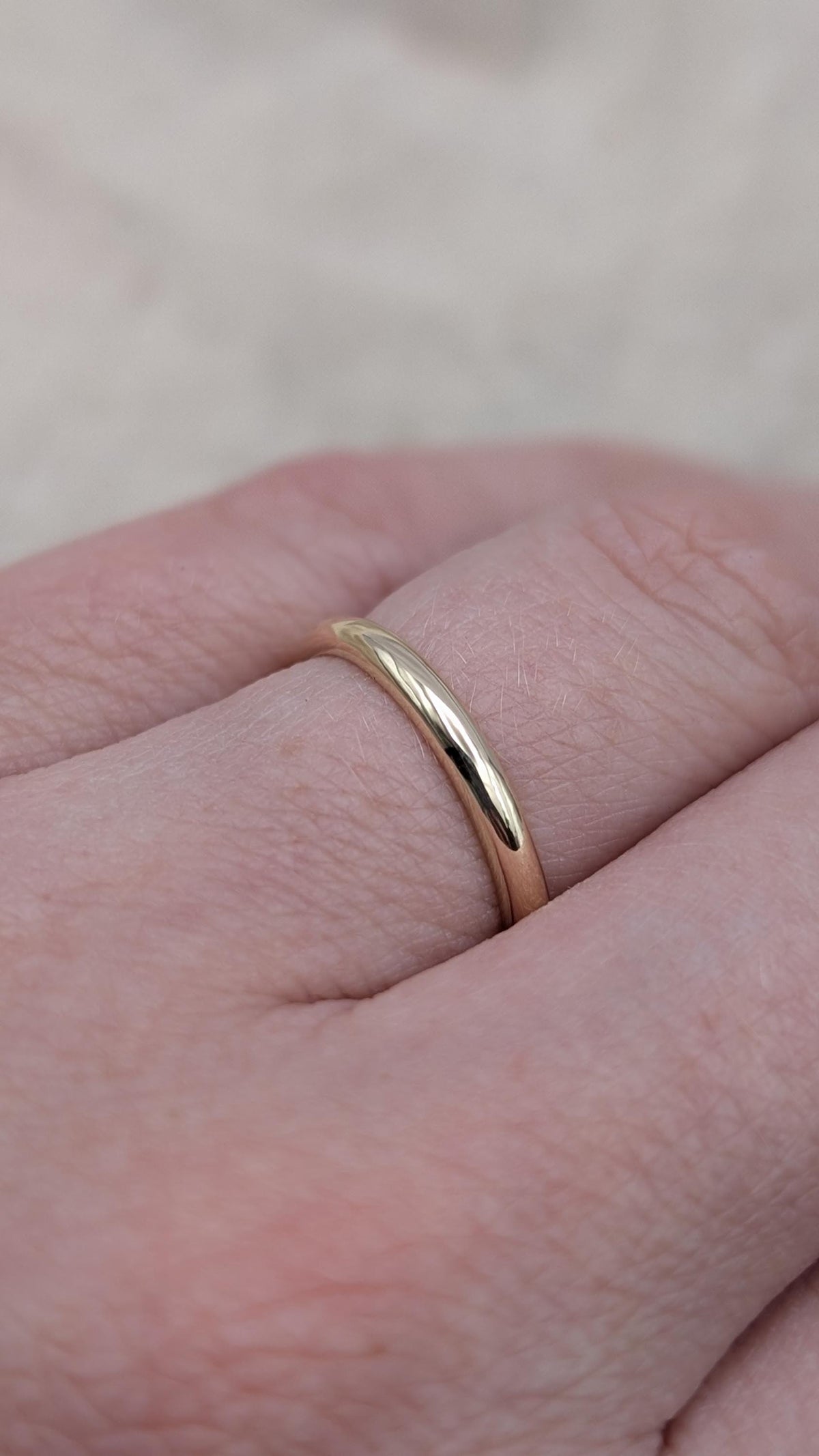 Solid D-Shape Band, 9ct Recycled Gold Ring, Wedding Band