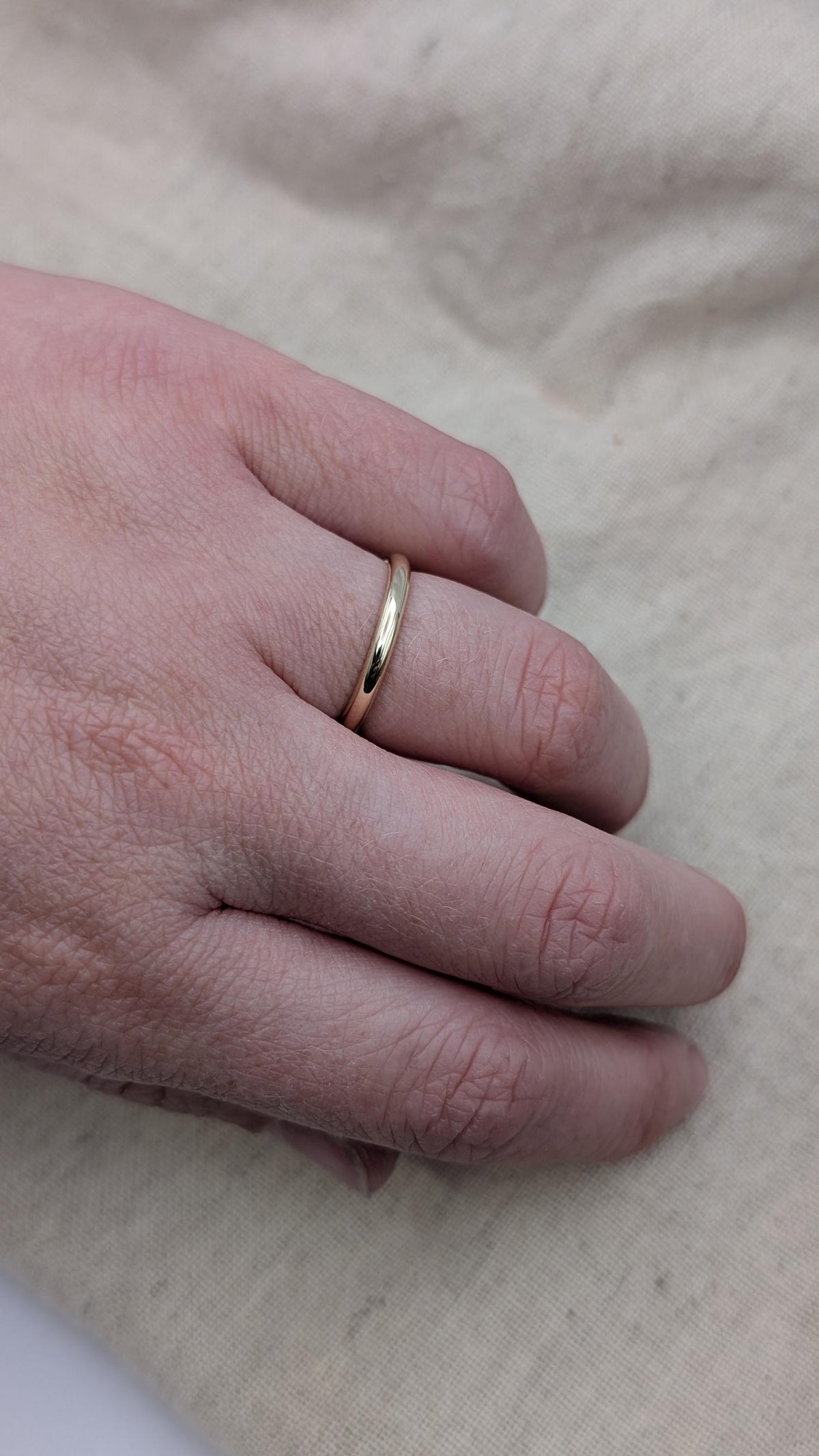 Solid D-Shape Band, 9ct Recycled Gold Ring, Wedding Band