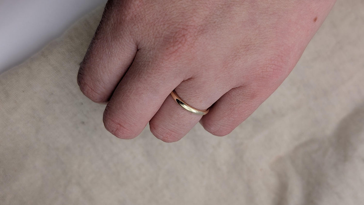 Solid D-Shape Band, 9ct Recycled Gold Ring, Wedding Band