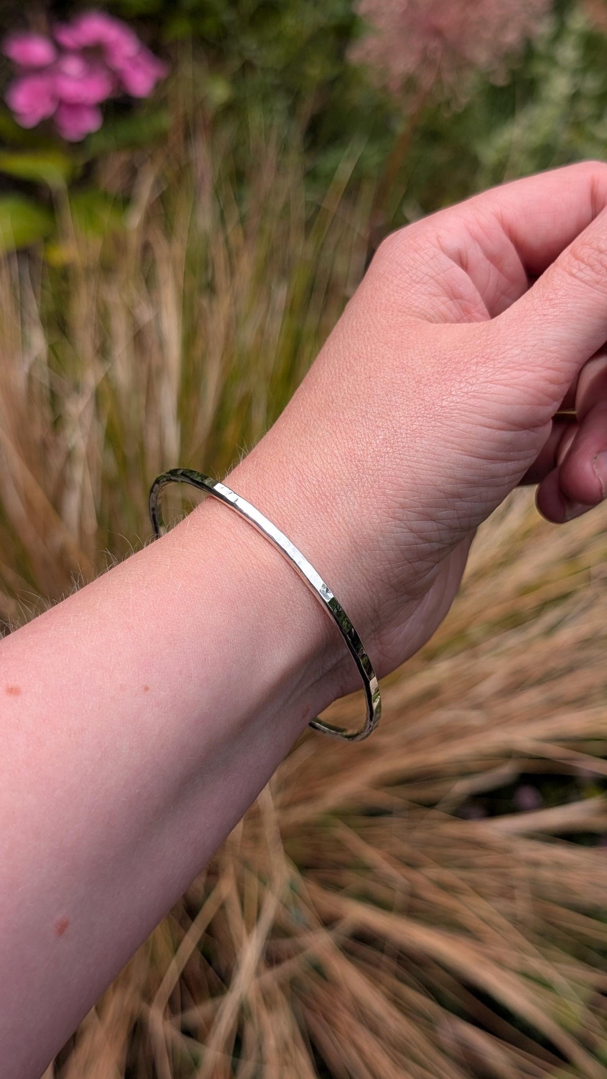 Sterling Silver Hammered Bangle, Fully Hallmarked - solid silver, stacking bangle