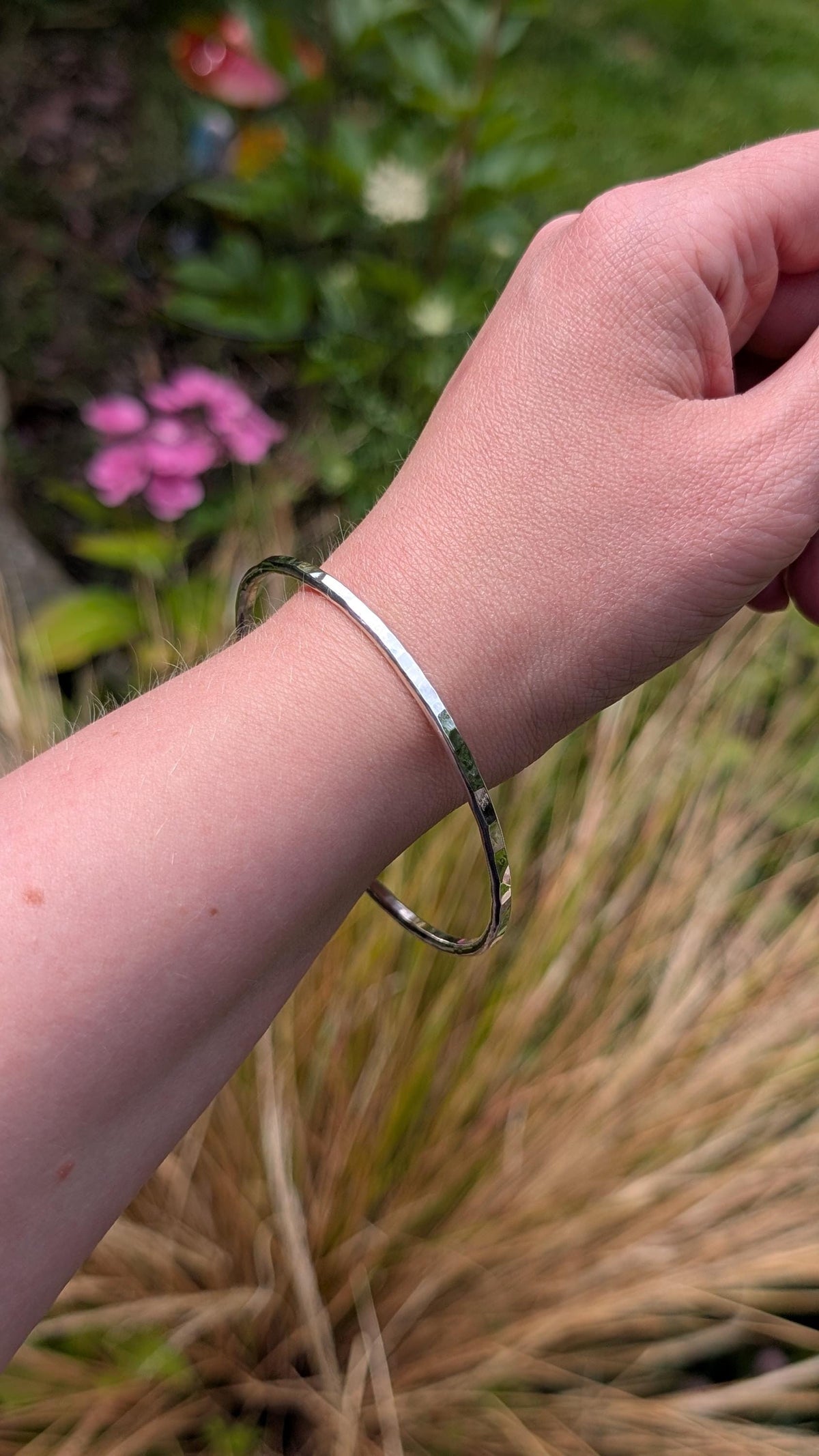 Sterling Silver Hammered Bangle, Fully Hallmarked - solid silver, stacking bangle