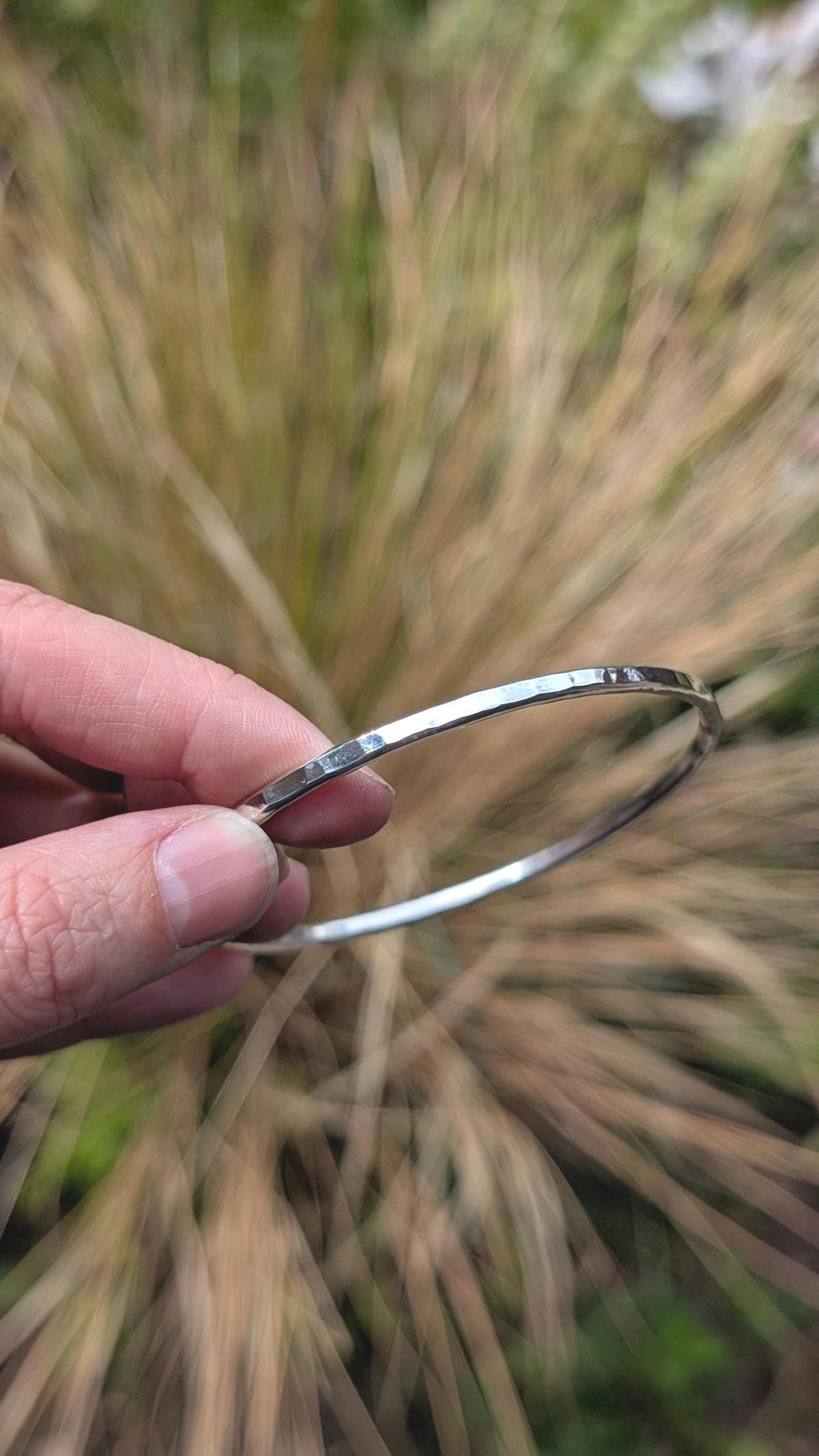 Sterling Silver Hammered Bangle, Fully Hallmarked - solid silver, stacking bangle
