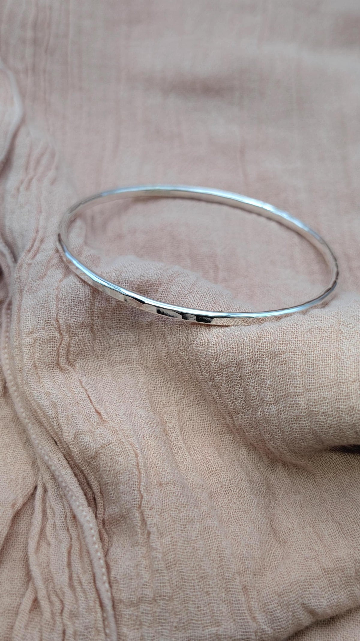 Sterling Silver Hammered Bangle, Fully Hallmarked - solid silver, stacking bangle