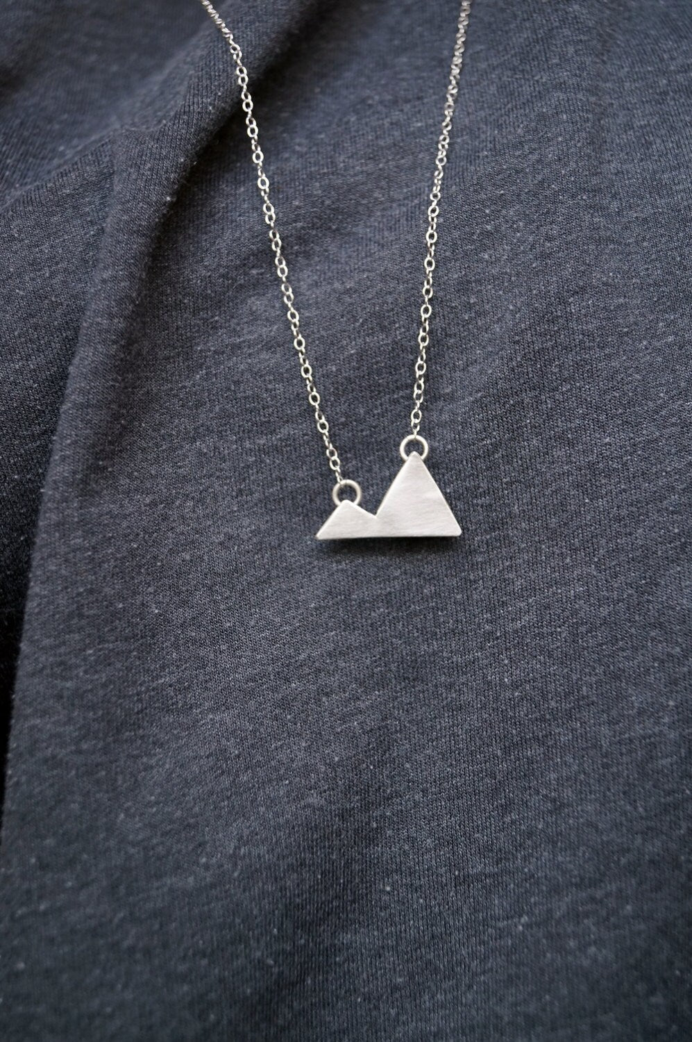 Two Little Mountains Sterling Silver Necklace ~ modern, geometric, triangle, pendant, recycled