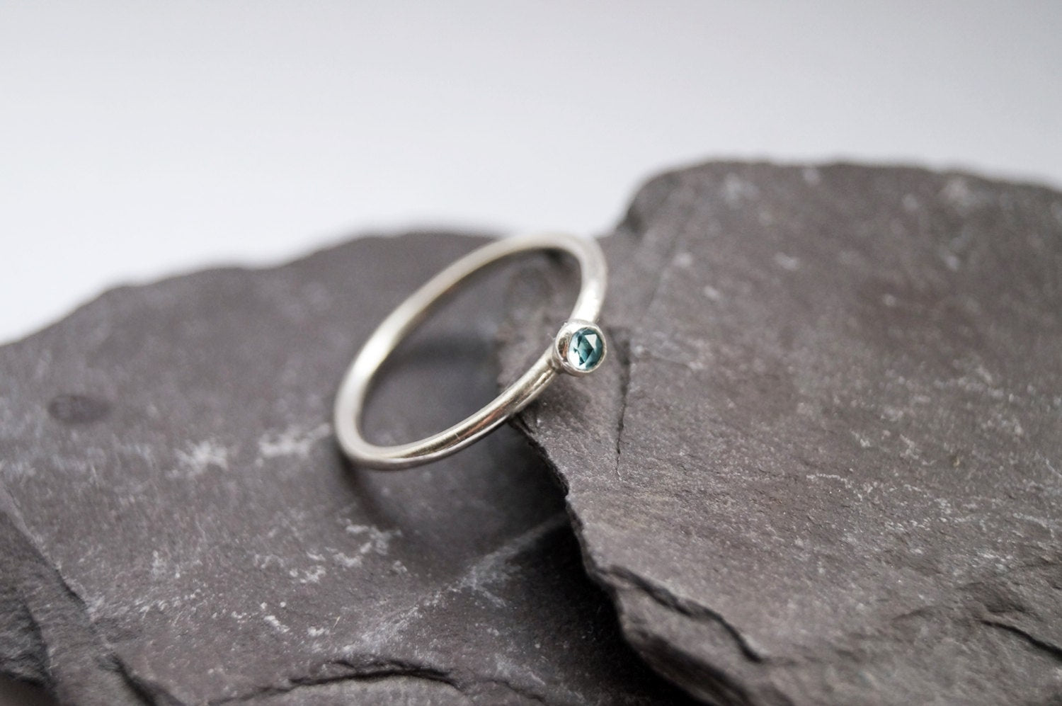 Rose Cut Blue Topaz Recycled Sterling Silver Ring