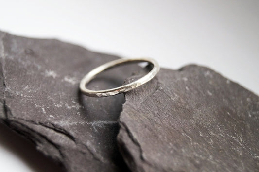 Recycled Sterling Silver Dimpled Stacking Ring ~ stacking ring, silver ring, hammered, textured, stackable, band, dimpled, wedding band