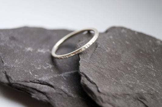 Recycled Sterling Silver Hammered Stacking Ring