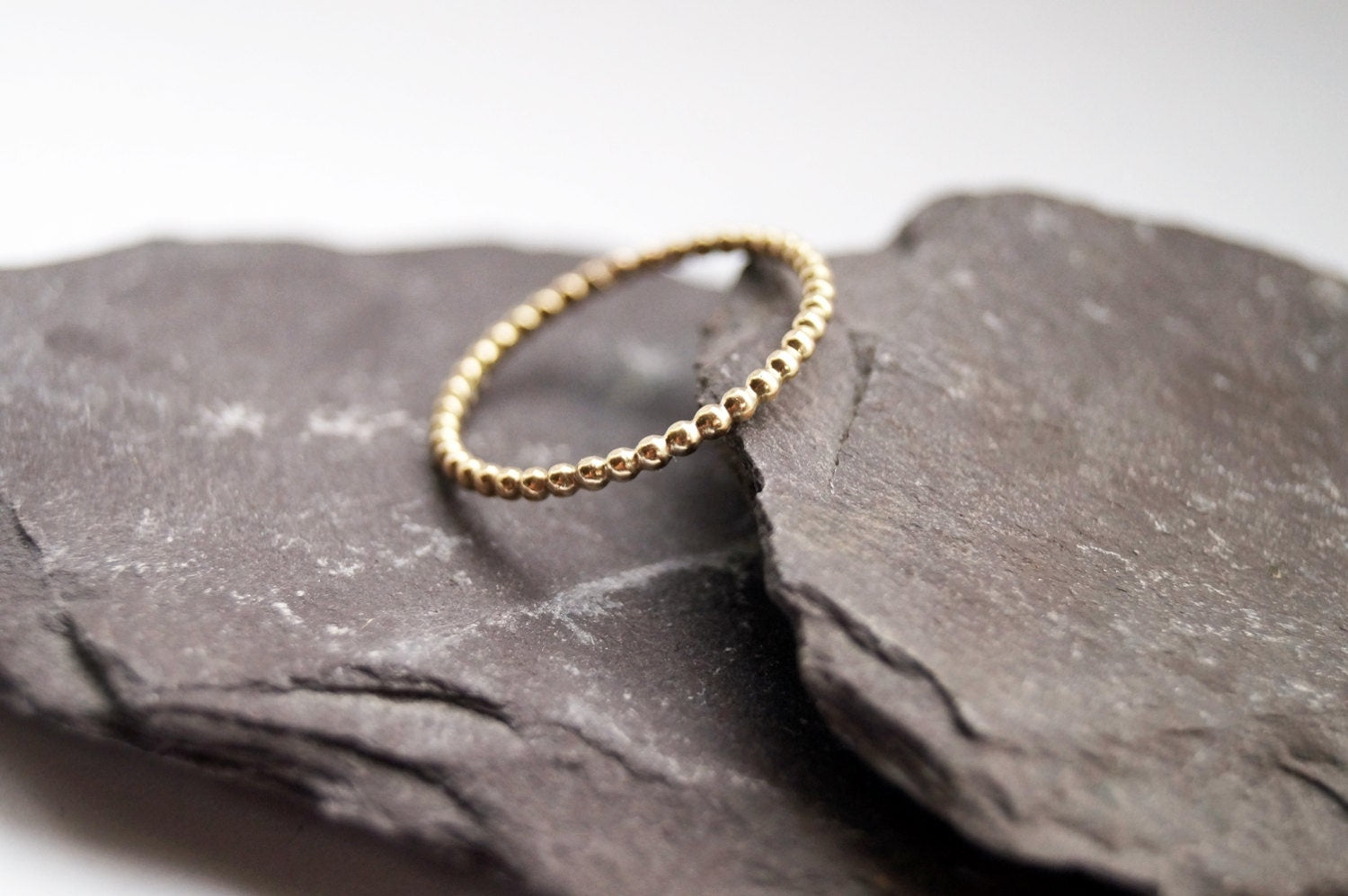 Hammered & Beaded Solid Recycled 9ct Gold Stacking Rings ~ stacking ring, hammered, textured, stackable, beaded, modern