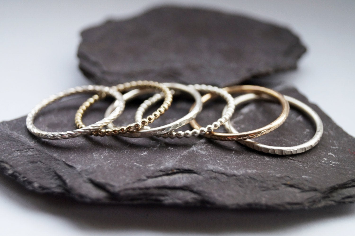 9ct Recycled Gold & Sterling Silver Six Stack