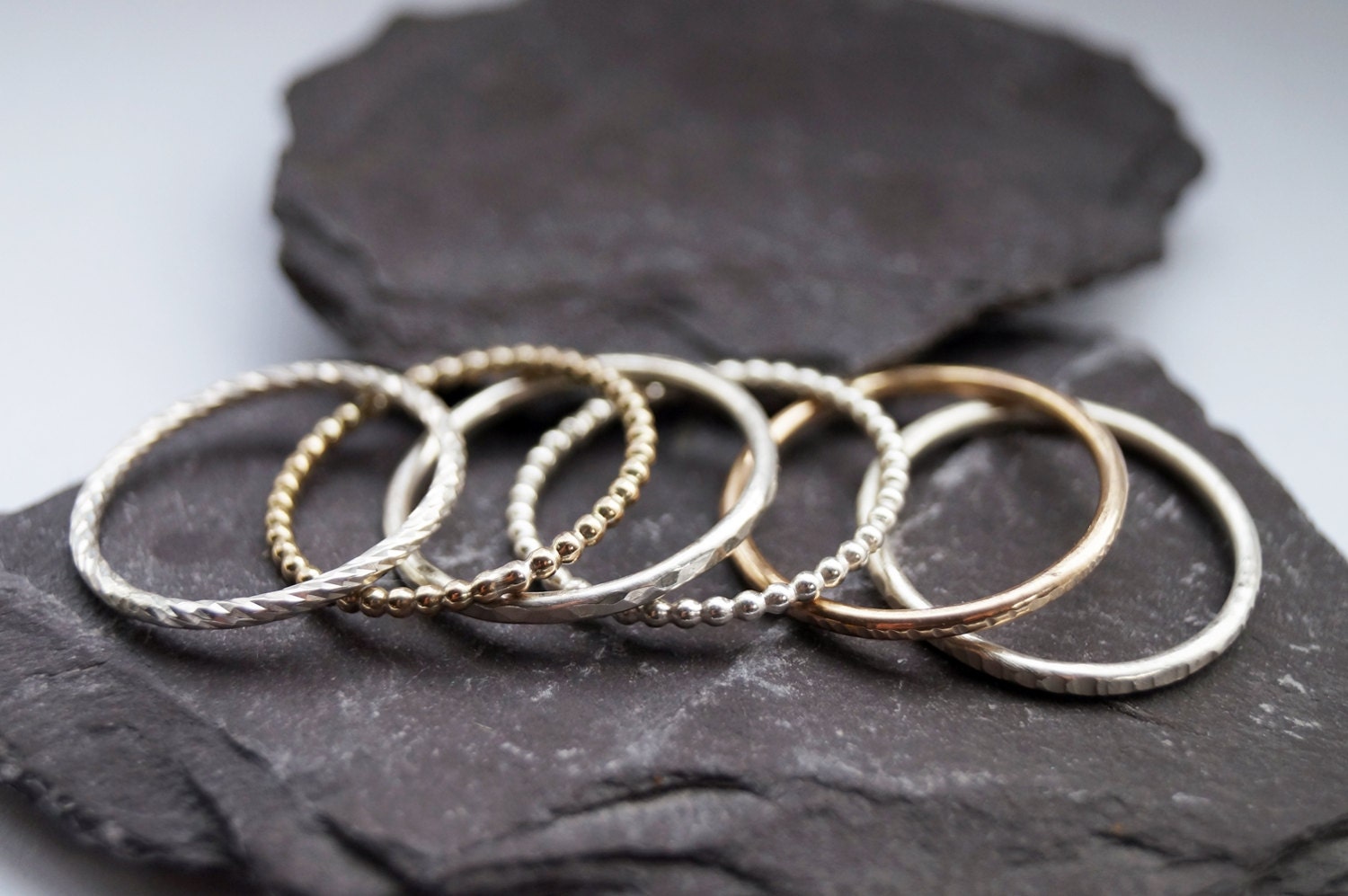 9ct Recycled Gold & Sterling Silver Six Stack