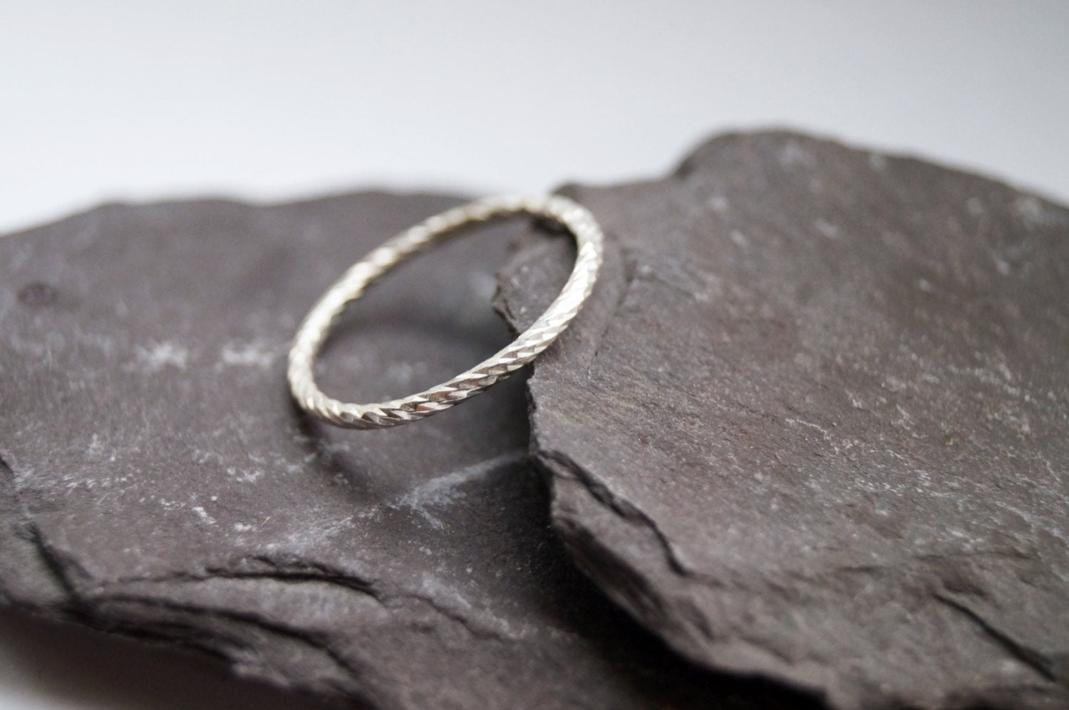 Weaved Stacking Band Sterling Silver Ring ~ stacking ring, silver, modern, stackable, diamond cut, statement ring, simple band, minimal,