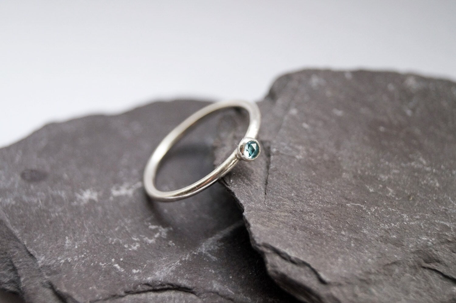 Rose Cut Moonstone & Topaz Recycled Sterling Silver Ring Duo