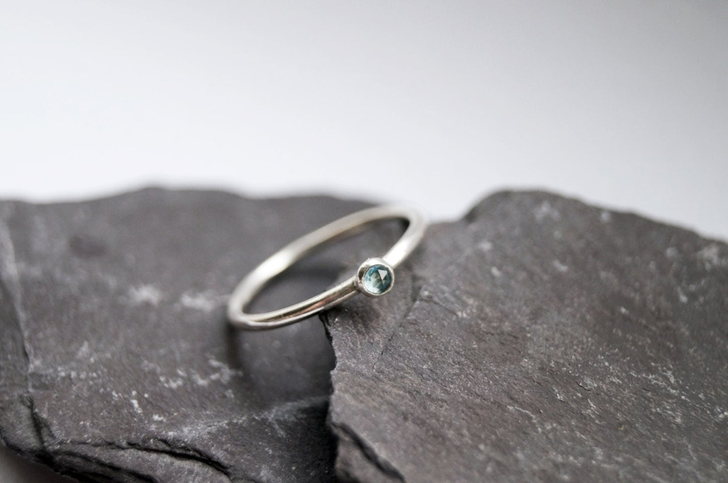 Rose Cut Blue Topaz Recycled Sterling Silver Ring