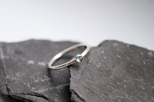 Rose Cut Blue Topaz Recycled Sterling Silver Ring
