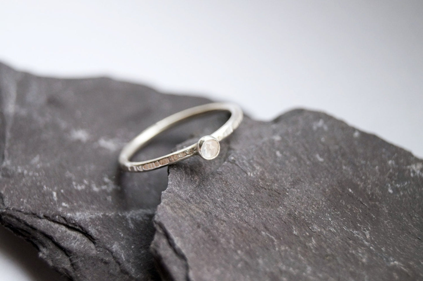 Rose Cut Moonstone & Topaz Recycled Sterling Silver Ring Duo ~ statement ring, stacking ring, gemstone, birthstone