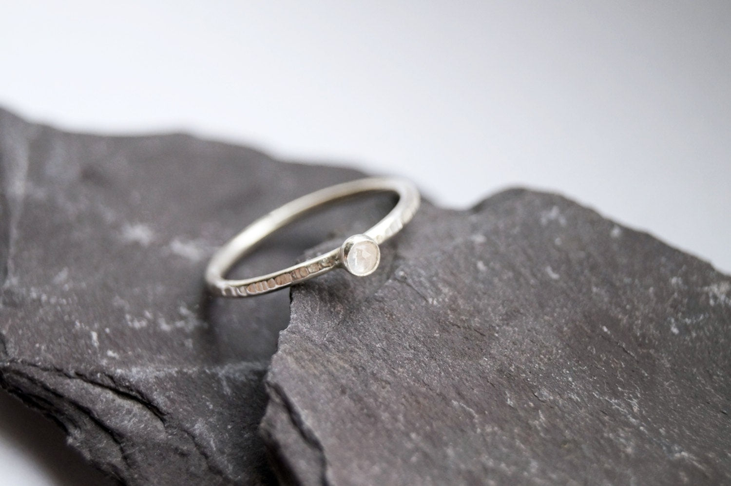 Rose Cut Moonstone & Topaz Recycled Sterling Silver Ring Duo ~ statement ring, stacking ring, gemstone, birthstone