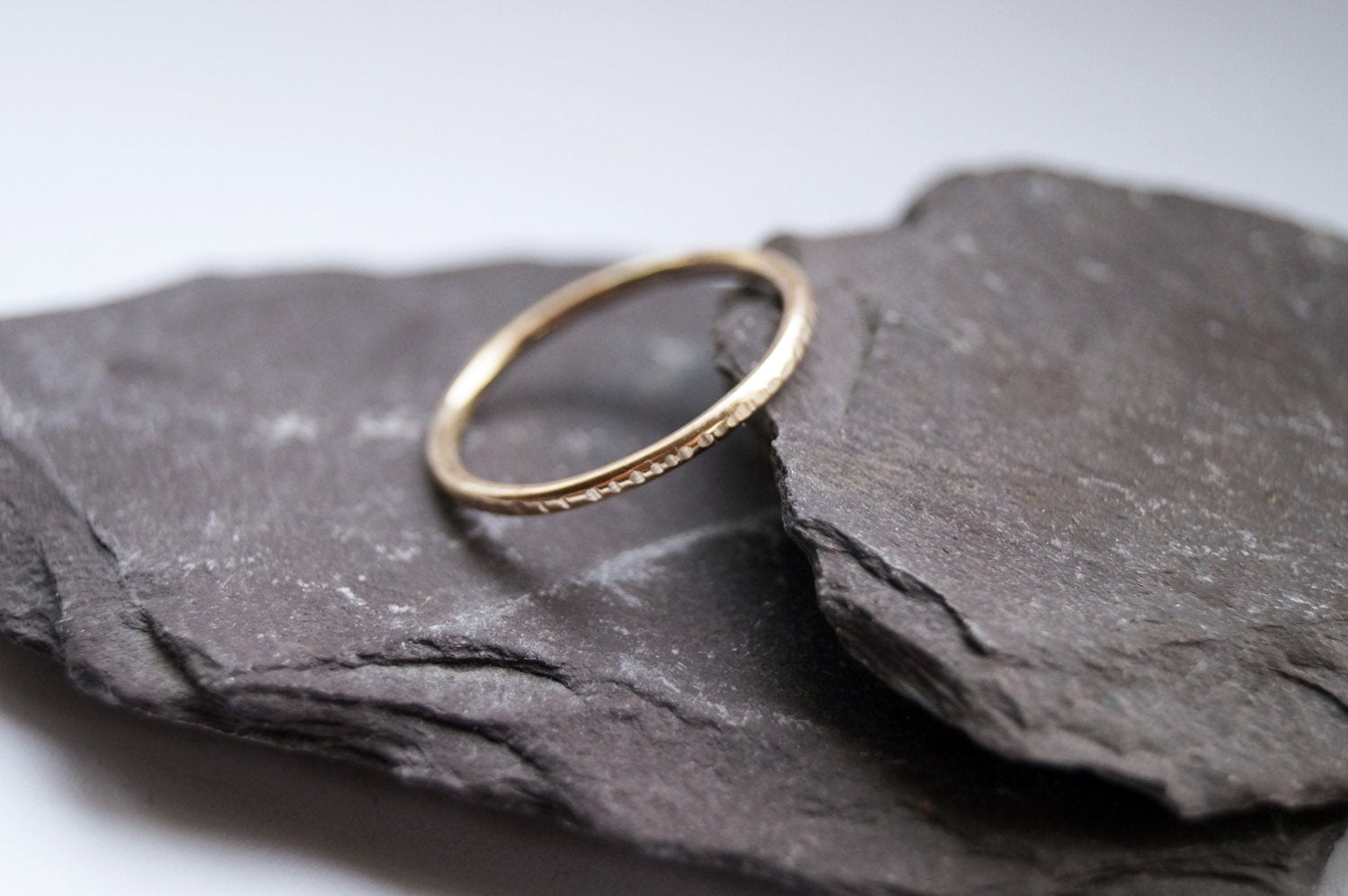 Hammered & Beaded Solid Recycled 9ct Gold Stacking Rings