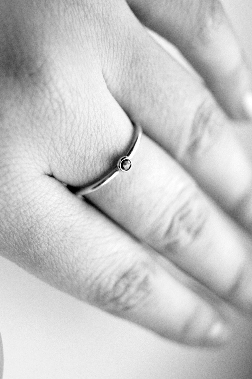 Black Diamond Recycled Sterling Silver Stacking Ring