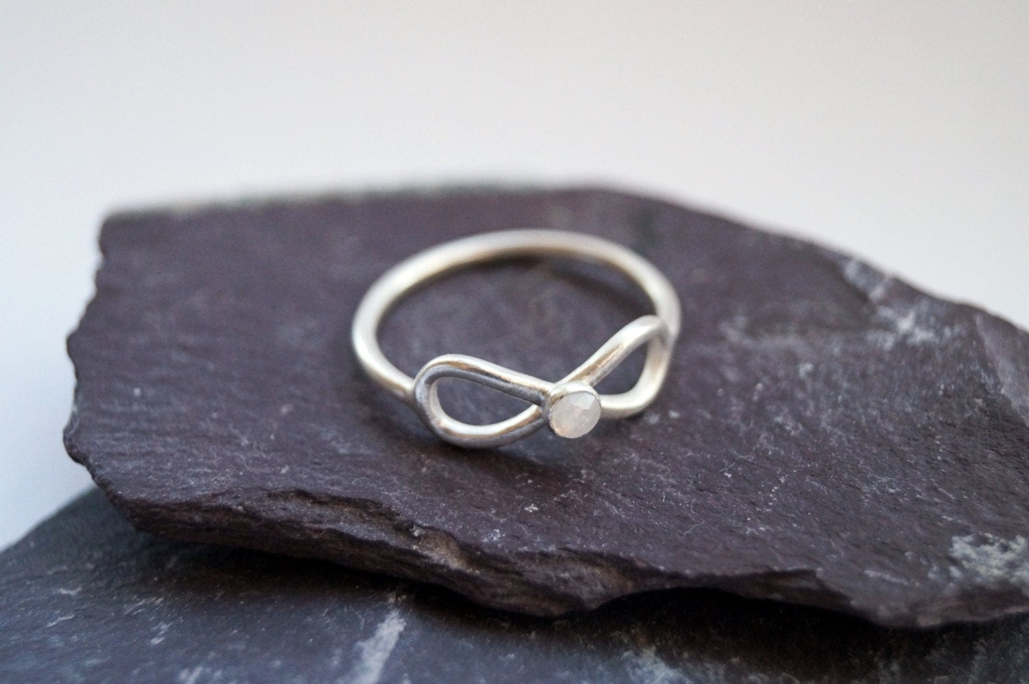 Infinity Rainbow Moonstone Sterling Silver Ring