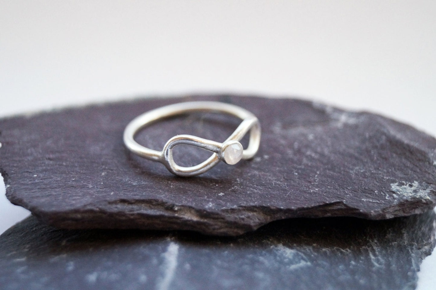 Infinity Rainbow Moonstone Sterling Silver Ring