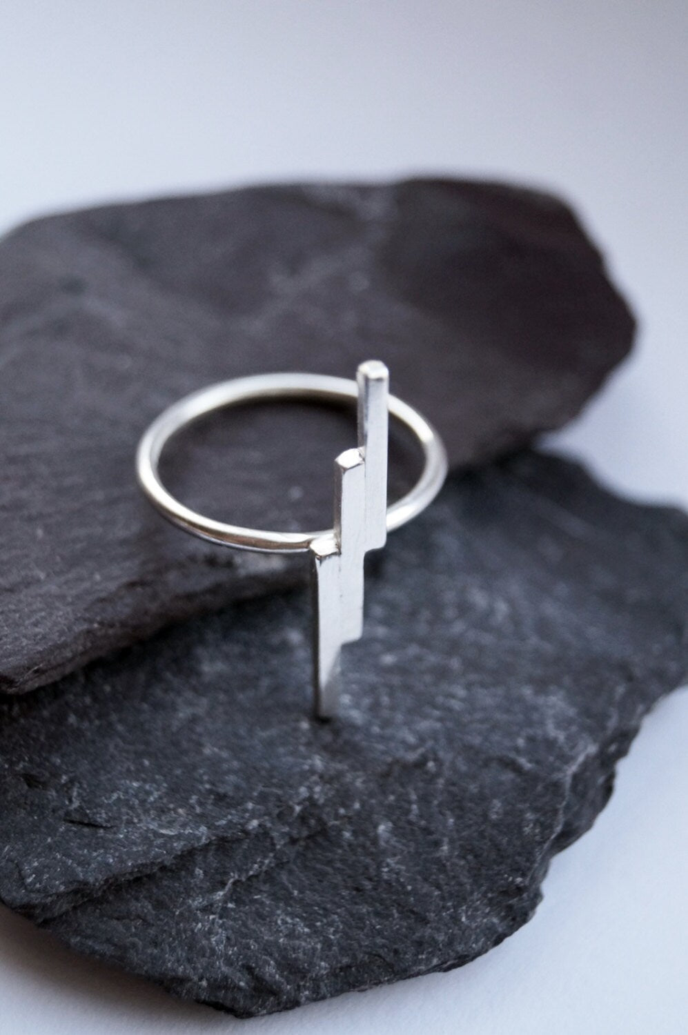 Recycled Sterling Silver Minimal Lightning Bolt Ring