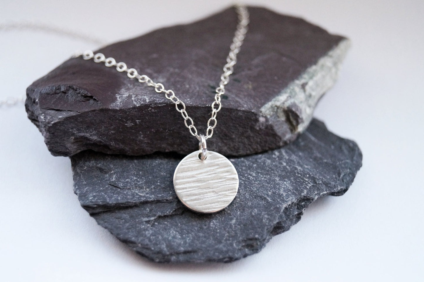 Sterling Silver Hammered Disc Necklace