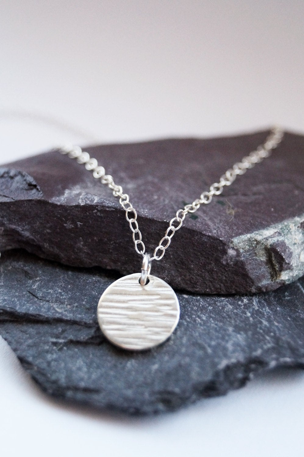 Sterling Silver Hammered Disc Necklace