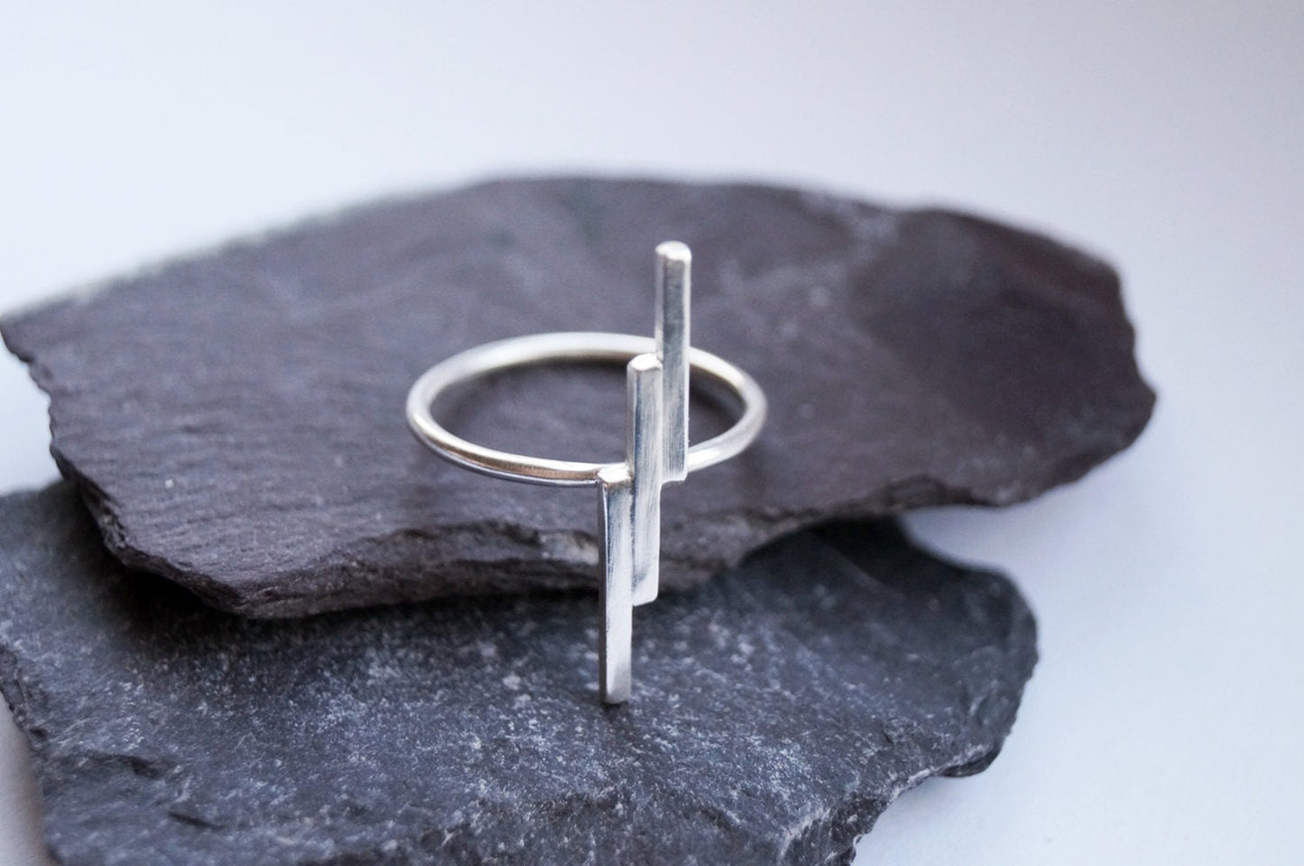 Recycled Sterling Silver Minimal Lightning Bolt Ring