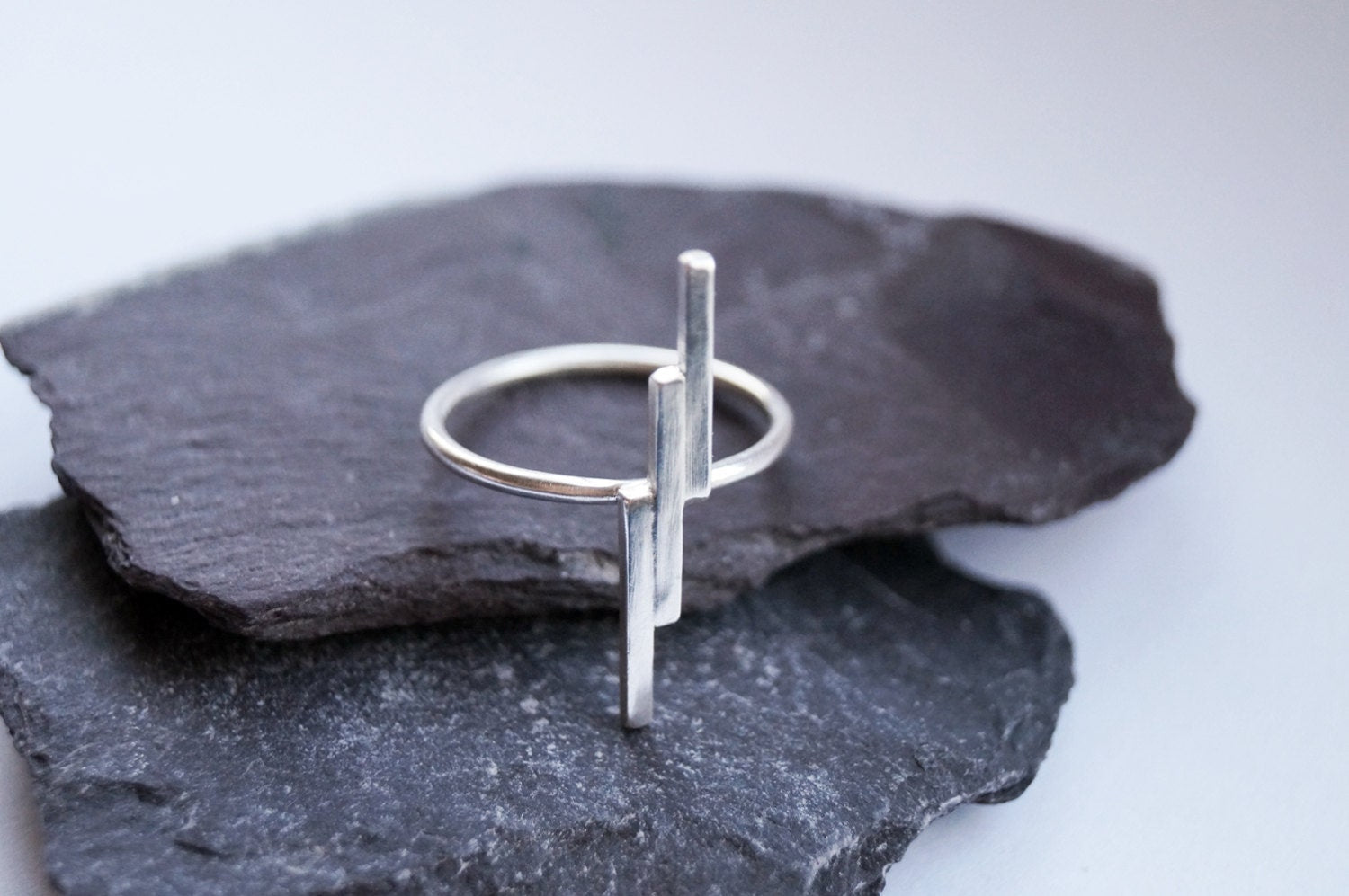 Recycled Sterling Silver Minimal Lightning Bolt Ring