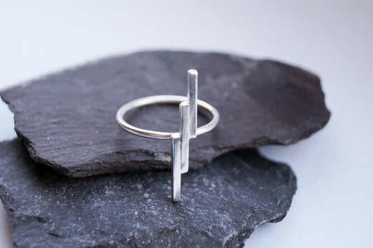 Recycled Sterling Silver Minimal Lightning Bolt Ring