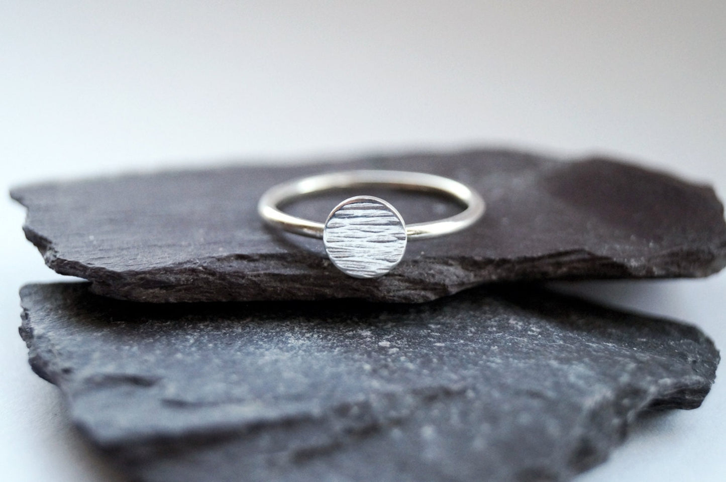 Hammered Disc Sterling Silver Ring ~ statement ring, hammered, modern, texture, disc, round, stacking ring, stackable, recycled