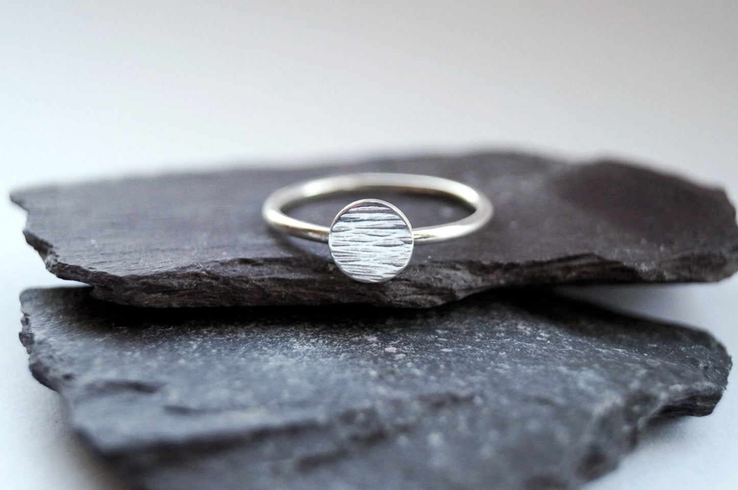 Hammered Disc Sterling Silver Ring