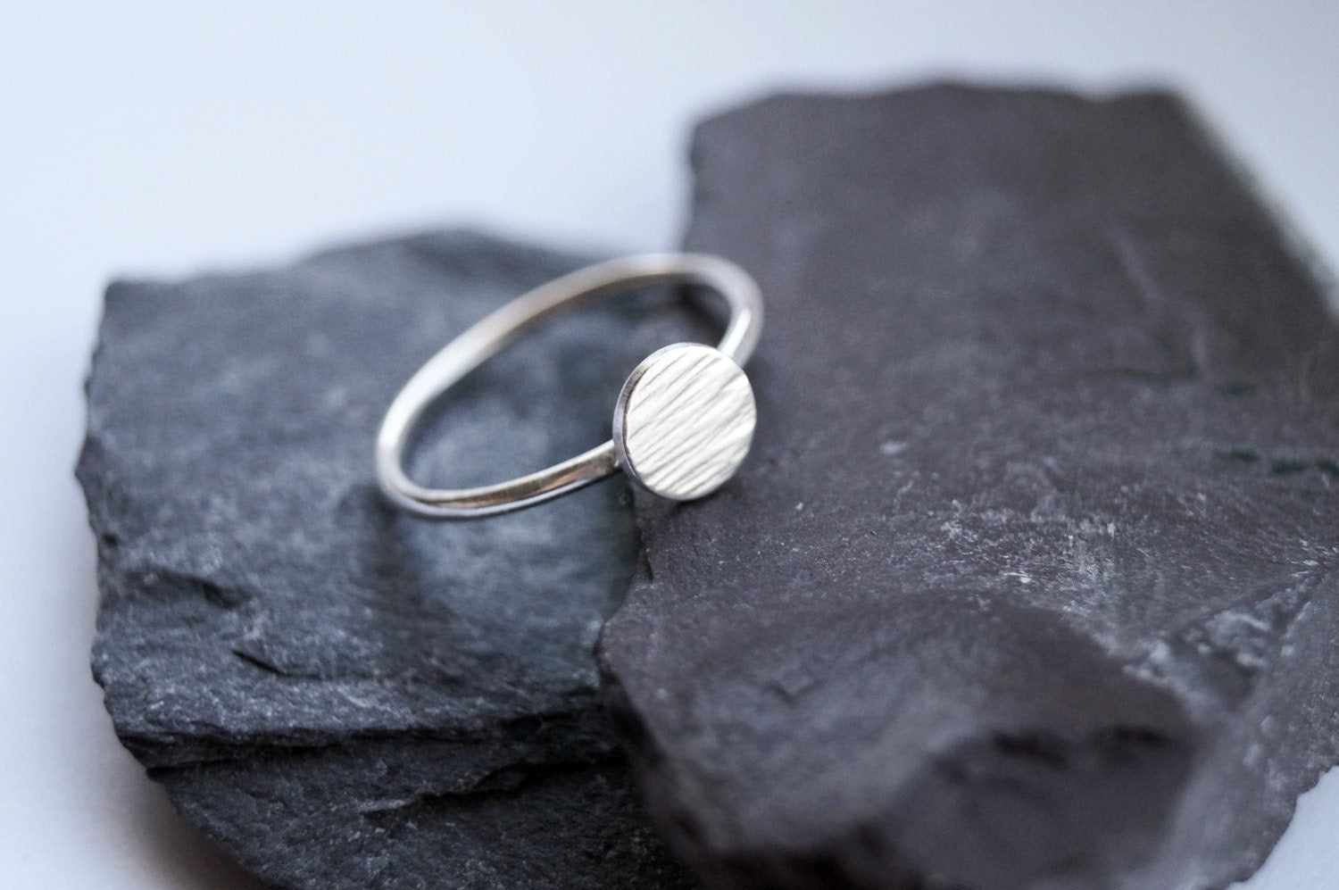 Hammered Disc Sterling Silver Ring ~ statement ring, hammered, modern, texture, disc, round, stacking ring, stackable, recycled