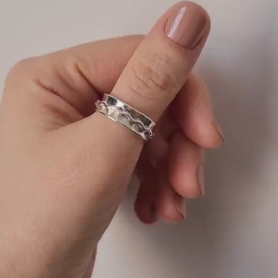 Fidget Ring Wave Sterling Silver Spinner