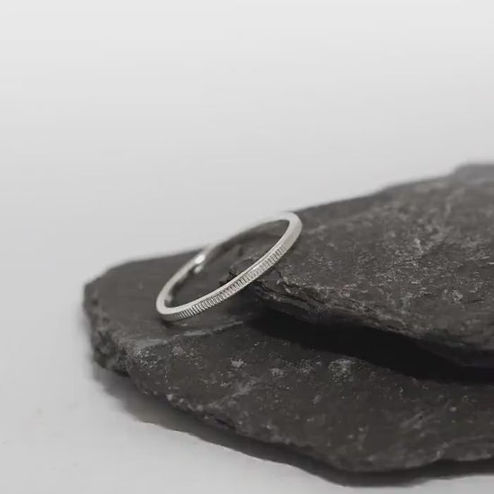 Vertical Lines Recycled Sterling Silver Stacking Ring