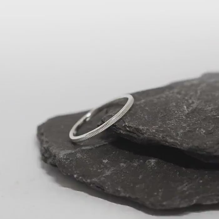 Vertical Lines Recycled Sterling Silver Stacking Ring