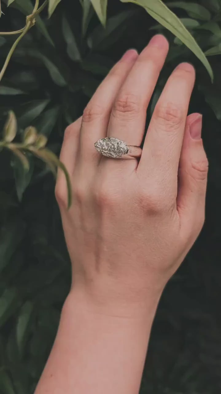 From The Earth ~ Chunky Recycled Sterling Silver Signet Ring ~ statement ring, organic, rustic, textured, large, heavyweight