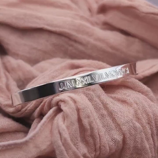 Personalised Sterling Silver or Gold Engraved Cuff Bangle
