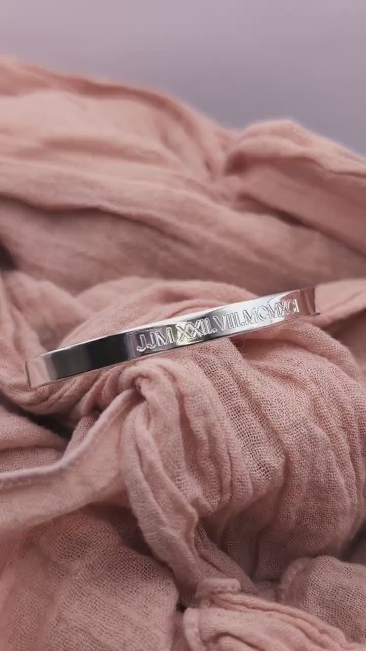 Personalised Sterling Silver or Gold Engraved Cuff Bangle
