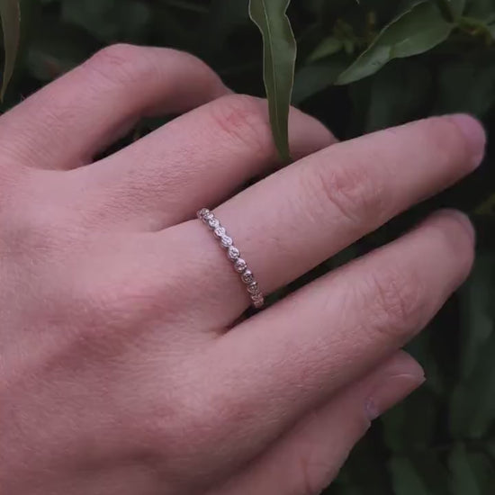 Stardust Pebble Stacking Ring Recycled Sterling Silver ~ stacking ring, silver ring, beaded, textured, stackable