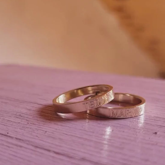 Recycled Solid 9ct Gold Personalised Engraved Ring Band