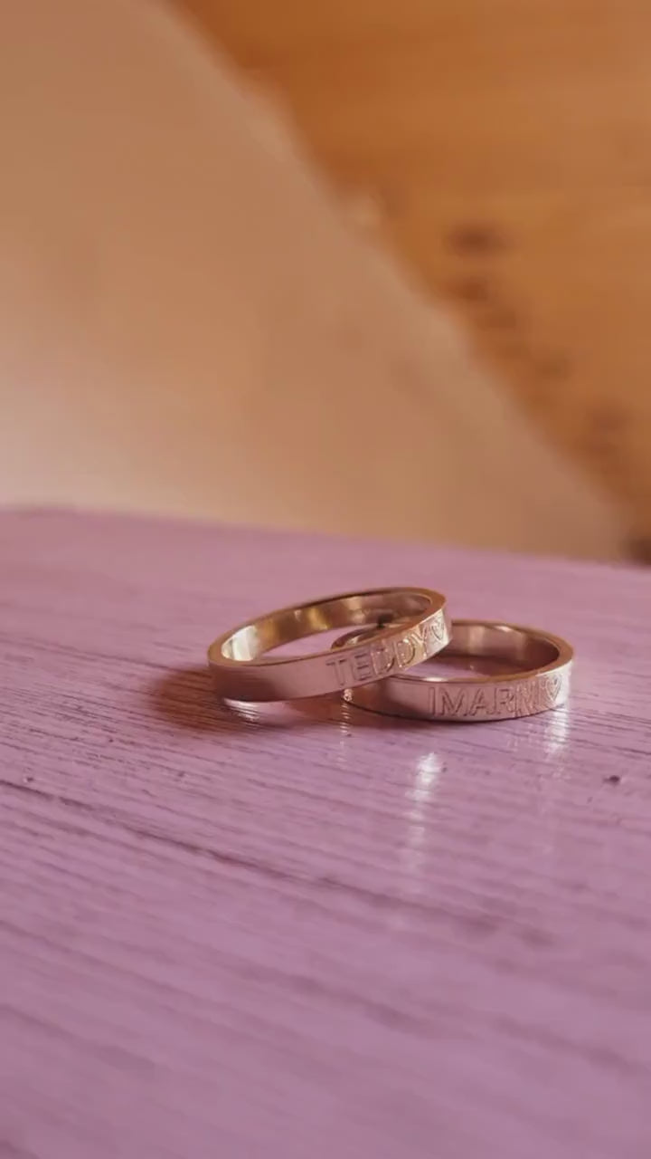 Recycled Solid 9ct Gold Personalised Engraved Ring Band